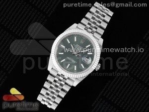 Datejust 41 SS 904L Steel AR+F 1:1 Best Edition Green Stick Dial on SS Jubilee Bracelet VR3235