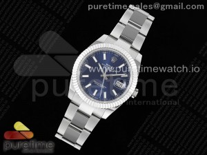 Datejust 41 SS 904L Steel AR+F 1:1 Best Edition Blue Stick Dial on SS Oyster Bracelet VR3235