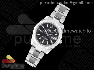 Datejust 41 SS 904L Steel AR+F 1:1 Best Edition Black Stick Dial on SS Oyster Bracelet VR3235