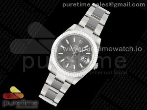 Datejust 41 SS 904L Steel AR+F 1:1 Best Edition Gray Stick Dial on SS Oyster Bracelet VR3235