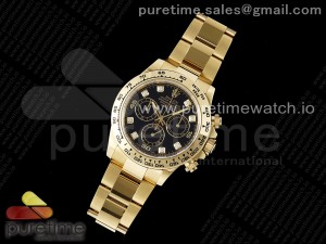 Daytona 116508 Clean 1:1 Best Edition Black Diamonds Dial on YG Bracelet SA4130 V2