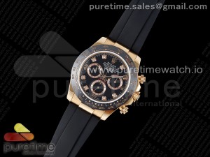 Daytona 116515 NTF 1:1 Best Edition Black Diamonds Dial on Oysterflex Rubber Strap A7750