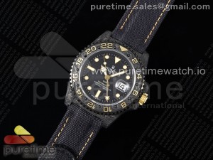 GMT Carbon DIWF Best Edition Black Textured Dial YG Markers on Black Nylon Strap SA3186 CHS