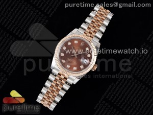 DateJust 36 SS/RG 126231 JDF RG Plated 904L Steel Brown Dial Diamonds Markers on Jubilee Bracelet V2