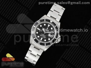 Submariner 16610 LN Black Bezel 904L Steel RAF1:1 Best Edition on SS Bracelet SA3135