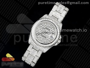 GMT Master II SS Full Paved Diamonds HKF Best Edition Diamonds Dial on SS Bracelet A2836