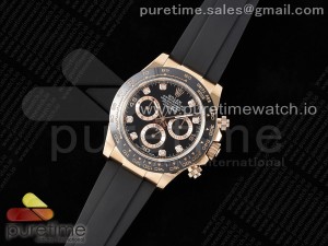 Daytona 116515 QF 1:1 Best Edition Black Diamonds Dial on Oysterflex Strap SA4130 V2