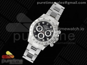 Daytona 116509 QF 1:1 Best Edition Black Diamonds Dial on SS Bracelet SA4130 V2