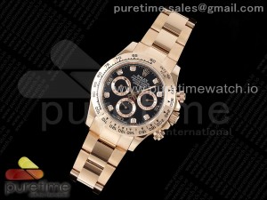 Daytona 116505 QF 1:1 Best Edition Black Diamonds Dial on RG Bracelet SA4130 V2