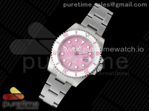 Submariner Sandblasted DIWF Best Edition White Bezel Pink Dial Dial on SS Bracelet VR3135