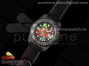 GMT Carbon DIWF Best Edition Black Graffiti Dial on Black Nylon Strap SA3285 CHS V2