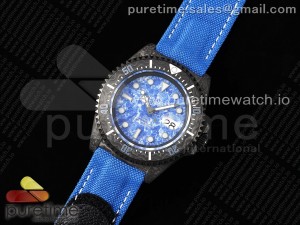 Sea Dweller 43mm Black Carbon DIWF Best Edition Blue Dial on Blue Nylon Strap A2824 V2