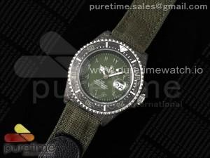 Sea Dweller 43mm Black Carbon DIWF Best Edition Green Dial on Green Nylon Strap A2824 V2