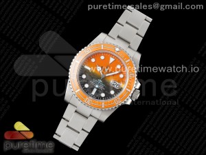 Submariner DIW Sandblasted VSF 1:1 Best Edition Orange Ceramic Bezel Orange/Black Dial on SS Bracelet VS3135