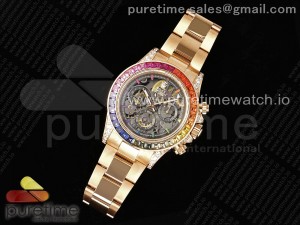 Blaken Daytona RG Rainbow Bezel GETF Best Edition Skeleton Dial on RG Bracelet SA4130