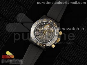 Blaken Daytona PVD Ceramic Bezel GETF Best Edition Skeleton Gold Dial on Black Rubber Strap SA4130