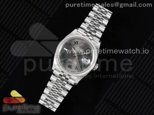 DateJust 36 126234 Clean 1:1 Best Edition 904L Steel Gray Dial Green Roman Markers on Jubilee Bracelet VR3235