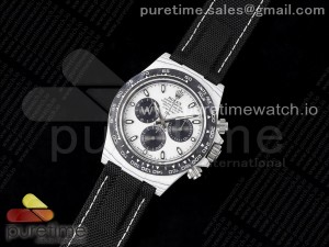 Daytona DIW White Carbon Case and Bezel N6F Best Edition White/Black Dial on Black Nylon Strap SA4130