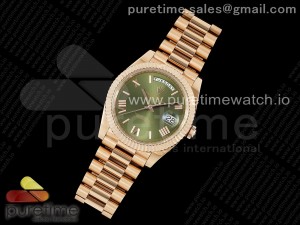DayDate 40 RG GSF Gain Weight Green Roman Dial on President Bracelet A2836