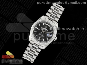 DayDate 40 SS GSF Gain Weight Black Crystal Dial Diamonds Bezel on President Bracelet A2836