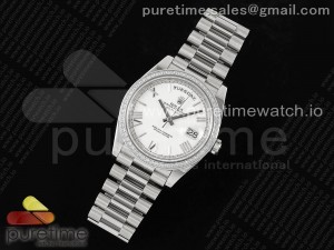 DayDate 40 SS GSF Gain Weight White Roman Dial Diamonds Bezel on President Bracelet A2836