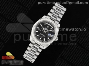 DayDate 40 SS GSF Gain Weight Black Stick Dial on President Bracelet A2836