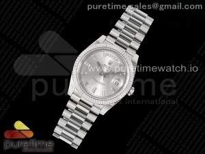DayDate 40 SS GSF Gain Weight Silver Crystal Dial on President Bracelet A2836