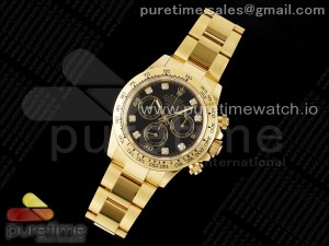 Daytona 116508 KING 1:1 Best Edition Black Diamonds Dial on YG Bracelet SH4130