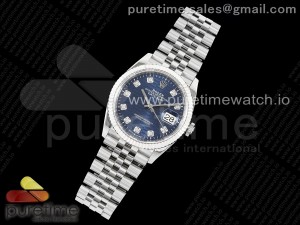 DateJust 36 SS 126234 VSF 1:1 Best Edition 904L Steel Blue Textured Diamonds Dial on Jubilee Bracelet VS3235