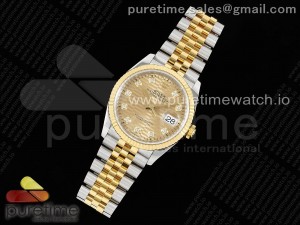 DateJust 36 SS 126233 VSF 1:1 Best Edition 904L Steel YG Textured Diamonds Dial on Jubilee Bracelet VS3235