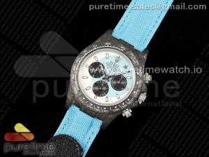 Daytona DIW Carbon Case and Bezel DIWF Edition White/Blue Dial on Blue Nylon Strap A7750