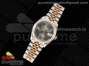 DateJust 36 SS/RG 126231 VSF 1:1 Best Edition 904L Steel Gray Dial Green Roman Marker on Jubilee Bracelet VS3235