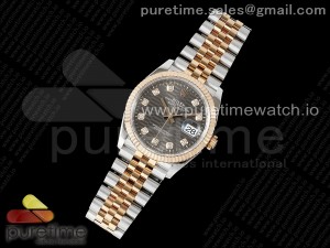 DateJust 36 SS/RG 126231 VSF 1:1 Best Edition 904L Steel Gray Textured Diamonds Dial on Jubilee Bracelet VS3235