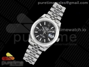 DateJust 41 126334 Fluted Bezel ARF 1:1 Best Edition 904L Steel Black Stick Dial on Jubilee Bracelet VR3235