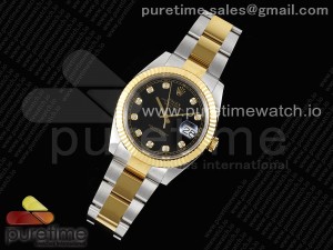 DateJust 41 126333 Fluted Bezel KING 1:1 Best Edition 904L Steel Black Diamonds Dial on Oyster Bracelet VR3235