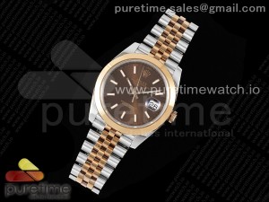 DateJust 41 126301 Polished Bezel KING 1:1 Best Edition 904L Steel Brown Stick Dial on Jubilee Bracelet VR3235