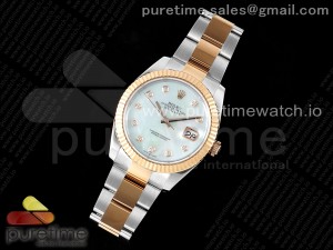 DateJust 41 126331 Fluted Bezel KING 1:1 Best Edition 904L Steel Blue MOP Diamonds Dial on Oyster Bracelet VR3235