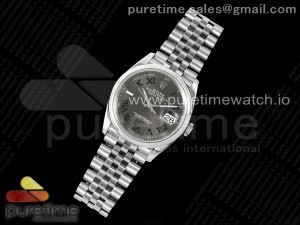DateJust 36 SS 126200 VSF 1:1 Best Edition 904L Steel Gray Dial Green Roman on Jubilee Bracelet VS3235