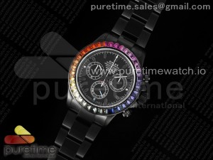 Daytona PVD N6F Best Edition Black Dial Rainbow Bezel on PVD Bracelet SA4130
