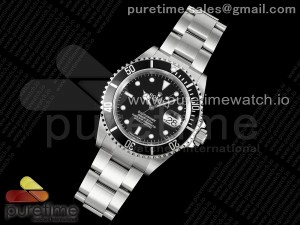 Submariner 16610 LN Black No Rehaut Engraving 904L Steel ARF1:1 Best Edition on SS Bracelet SH3135 V2