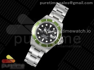 Submariner 16610 LV Green No Rehaut Engraving 904L Steel ARF1:1 Best Edition on SS Bracelet SH3135 V2