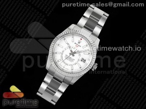 Sky-Dweller 326934 904L SS ZF 1:1 Best Edition White Dial on SS Bracelet A2824