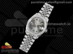 Datejust 36 126234 904L Steel AR+F 1:1 Best Edition Gray Dial Green Roman on SS Bracelet VR3235