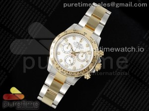 Daytona 116503 SS/YG OMF Best Edition White Diamonds Dial on SS/YG Bracelet A7750 (Slim Movement)