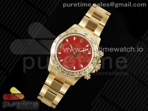 Daytona 116508 YG OMF Best Edition Red Dial on YG Bracelet A7750 (Slim Movement)