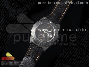 Sea Dweller 43mm Carbon DIWF Best Edition Black Dial Orange Markers on Black Nylon Strap A2824