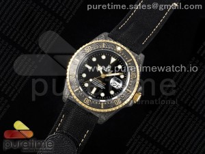 Sea Dweller 43mm Carbon DIWF Best Edition Black Dial YG Bezel on Black Nylon Strap A2824