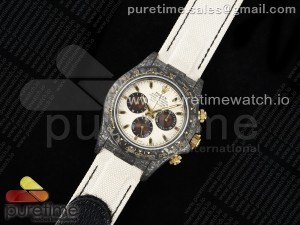 Daytona DIW Carbon Case DIWF Edition Cream/Brown Dial on White Nylon Strap A7750