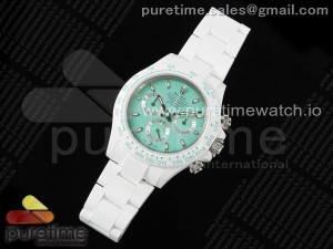 Daytona AET White Solid Ceramic Case and Bracelet Avocado Green Dial ZF 1:1 Best Edition SH4130