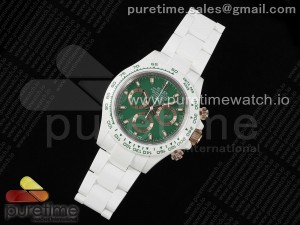 Daytona AET White Solid Ceramic Case and Bracelet Green Dial ZF 1:1 Best Edition SH4130